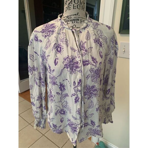 MOTF FLORAL PRINT TIE NECK LIGHTWEIGHT BLOUSE LONG SLEEVES - Picture 1 of 7